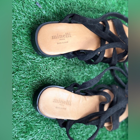 Minelli Black Strappy Sandals Size 40 - Picture 2 of 6